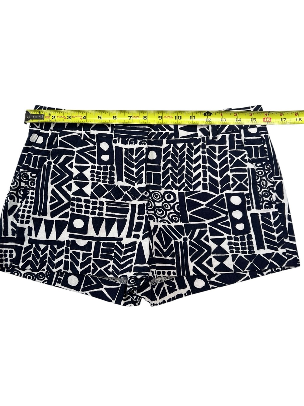 J. Crew Chino Shorts Size 4 Navy White Aztec Tribal Geometric Stretch Cotton - Picture 7 of 9